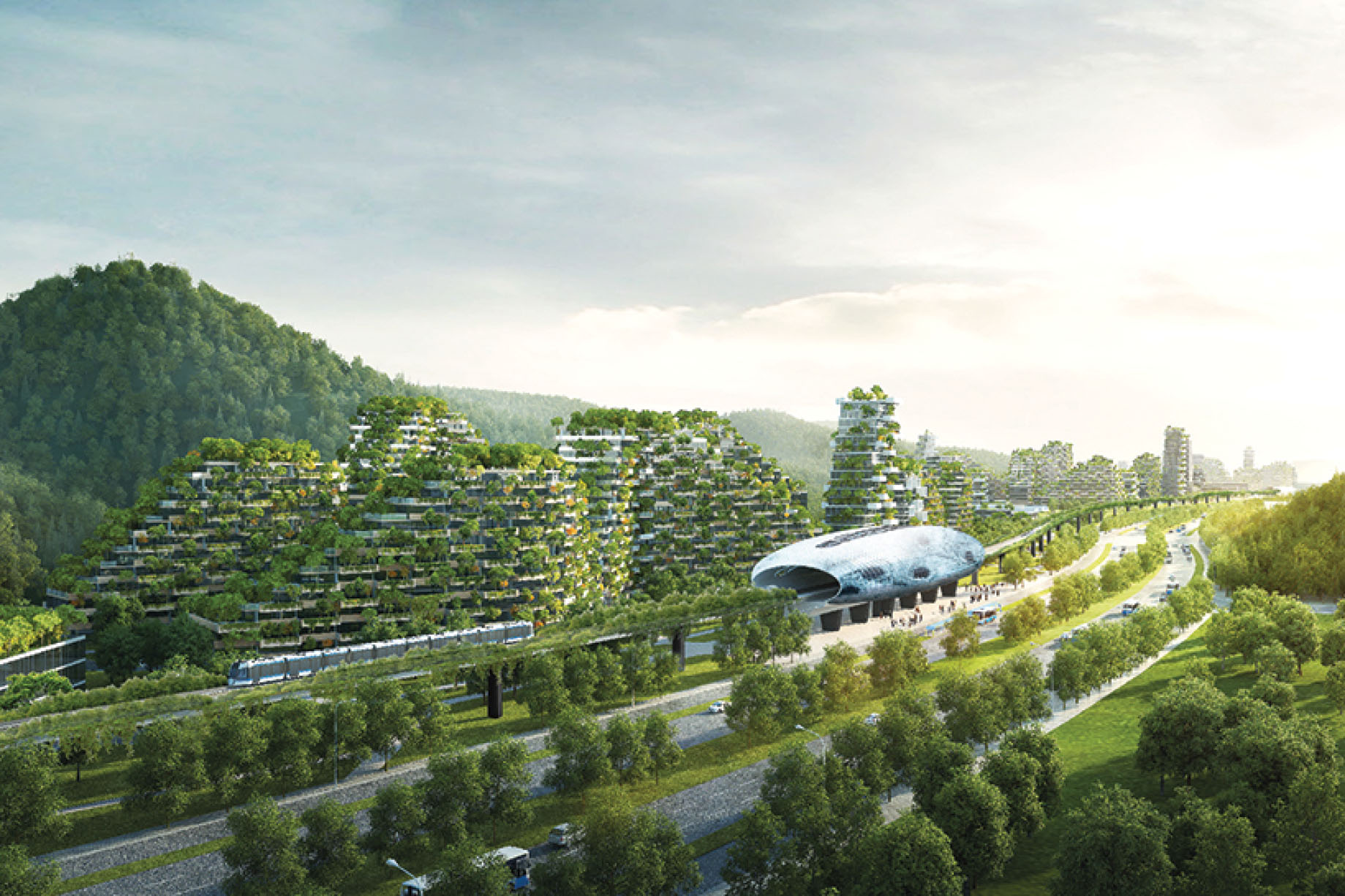 Construyen una ciudad ecológica en China completamente cubierta de árboles para combatir la contaminación